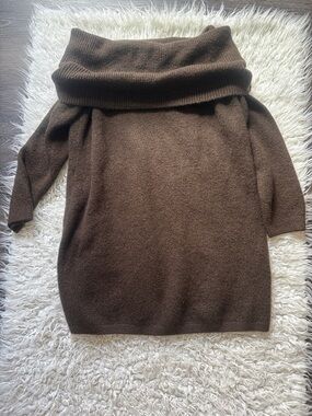 Brown Off-Shoulder Women’s Sweater Dress